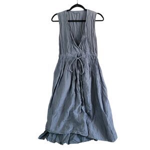 CP Shades Gray Midi Dress Size Small Silk Cotton Blend Deep V Neck